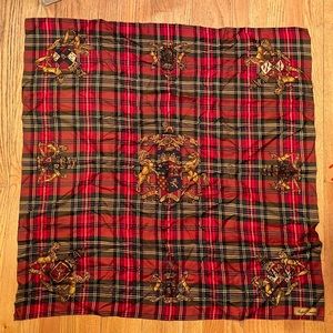Ralph Lauren Red Patterned Square Silk Scarf